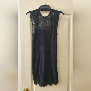 Free People, black dress, lace, black lace, size 6, size small